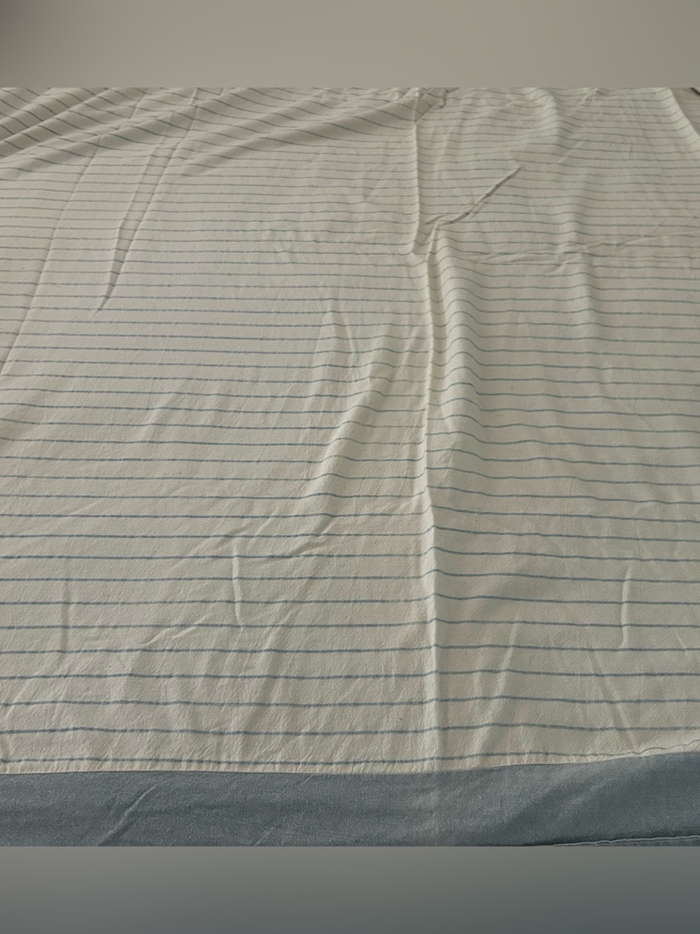 Park B. Smith ECO-ORDINATES Stripe💯 Cotton Twin Duvet: Cream/Light Blue, India.